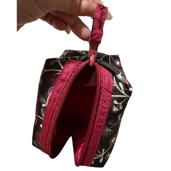 Floral Makeup Bag | Compact & Stylish Floral Black and Pink Women's Bag - Picture 3 of 16